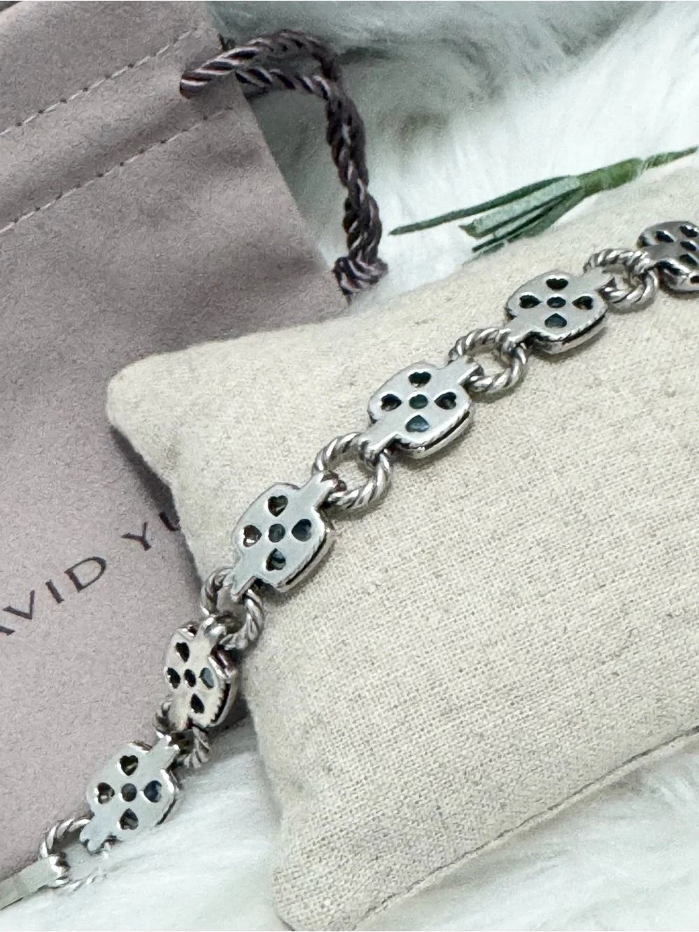 David Yurman .925 Blue Topaz Renaissance Chain Bracelet - Picture 5 of 10